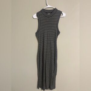 Madewell Striped Sleeveless Tank Maxi Dress Size XS 0-2 Black White Wool Blend